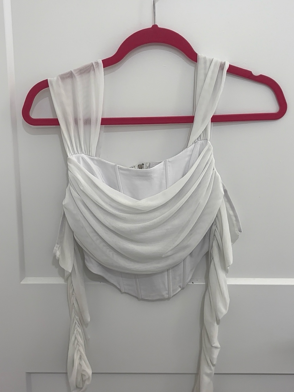 Women's White Draped Corset Top